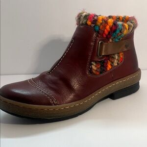 Women's Ankle Boots with Multicolor Knit Cuff